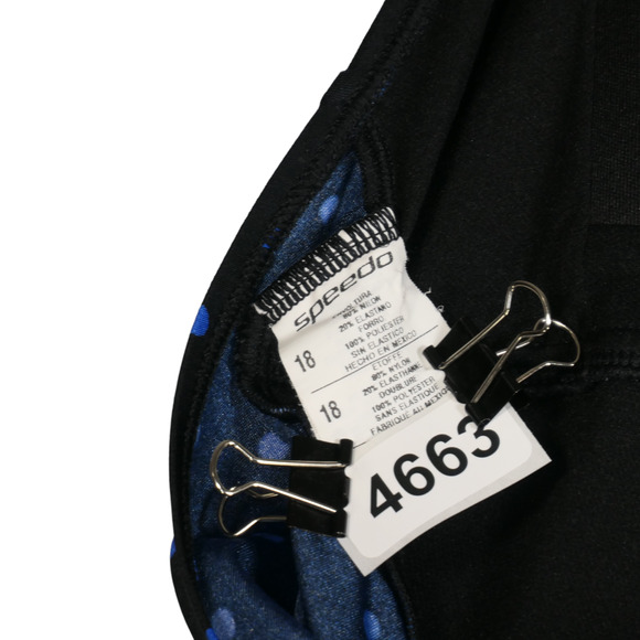 Speedo One Piece Swimsuit Womens Size 18 Black Blue Polka Dot Lightly Padded Bra - Picture 11 of 11